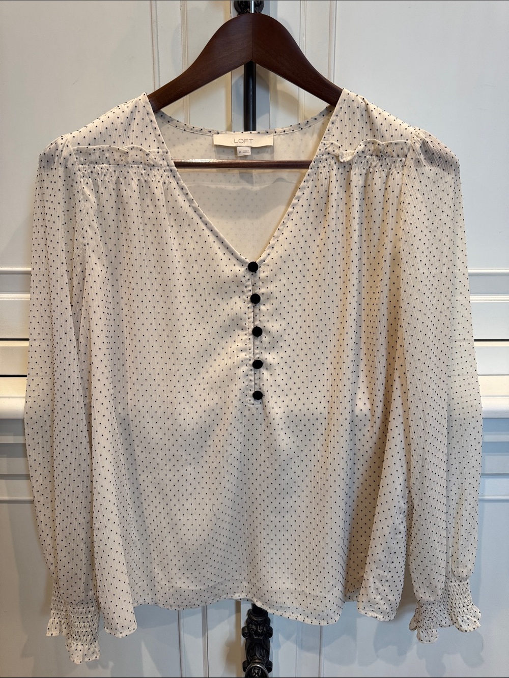 Cream & Black Velvet Dot Blouse